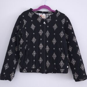 Roxy Girls Quilted Anthracite Tribal Zip Up Jacket size 6-7